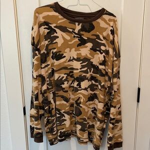 Champs Men’s Waffle Knit‎ Long Sleeve Camo Shirt.  4XL.  100% Cotton